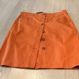 LOFT Outlet A-Line Burnt Orange Button Skirt